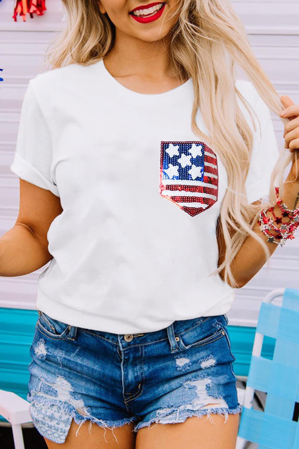 Flag Day Sequin&Graphic Tee