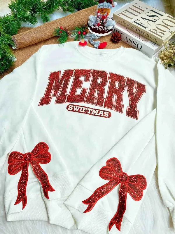 Christmas Bow Patch Sweatshirt