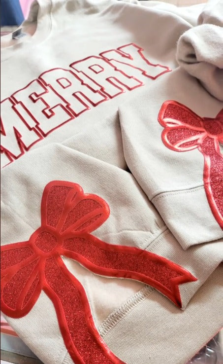 Christmas Bow Patch Sweatshirt