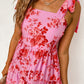 Tie Shoulder Straps Tiered Floral Dress