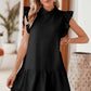 Flutter Sleeve Crew Neck Shift Dress