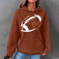 Football Print Hooded Waffle Sweatshirt