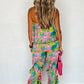 Mix Tropical Strapless Ruffled Jumpsuit