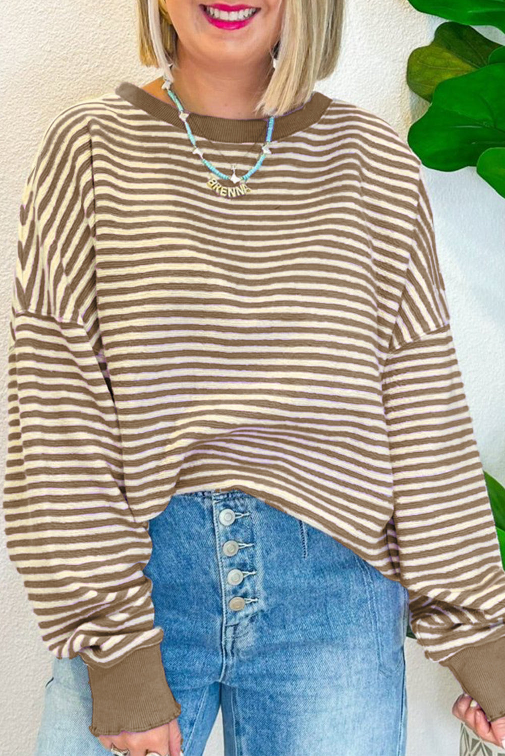 Cozy Striped Oversized Sweatshirt