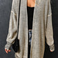 Plaid Knitted Long Open Front Cardigan