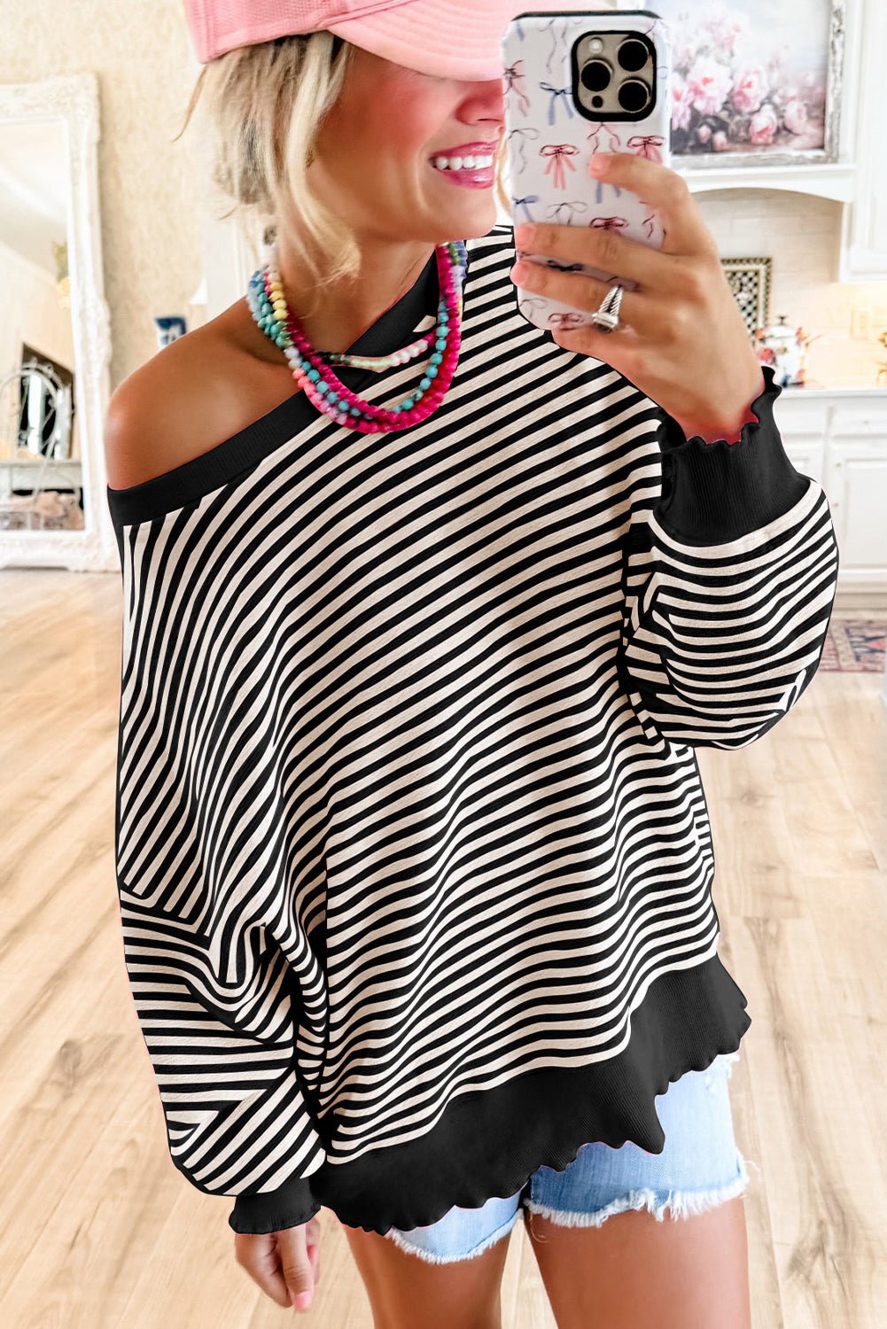 Cozy Striped Oversized Sweatshirt