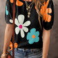 Flower Print Bubble Sleeve Tee