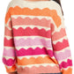 Wave Striped Balloon Sleeve Loose Sweater