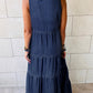 Sleeveless Tiered Chambray Maxi Dress