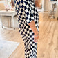 Checkered Tee and Flared Pants Set