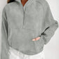 Zip Up Stand Collar Thumbhole Sleeve Sweatshirt