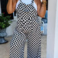 Checkered Pocketed Wide Leg Jumpsuit