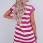 Stripe Cap Sleeve Pocketed T-shirt Dress