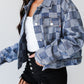 Checkered Patchwork Button up Denim Jacket