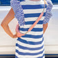 Stripe Contrast Ruffled Sleeve T-shirt Dress