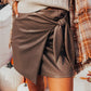 Bowknot Faux Leather Mini Skirt