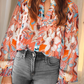 Floral Shirred Cuff Buttoned Shirt