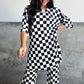 Checkered Tee and Flared Pants Set