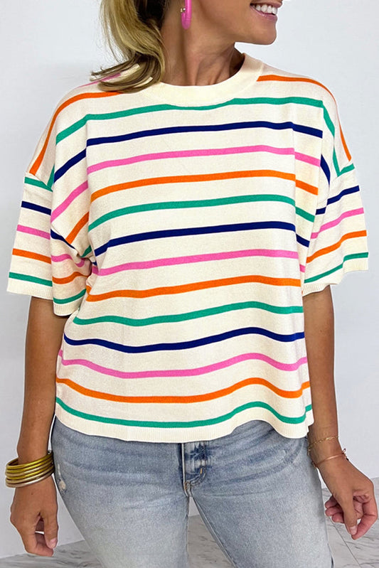 Stripe Dropped Boxy Fit Knitted Top