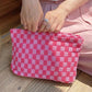 Checkered Print Cosmetic Bag