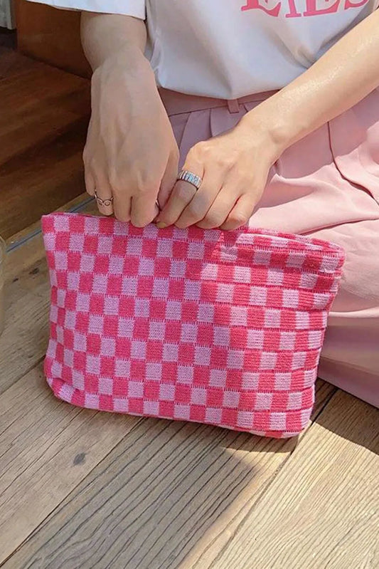 Checkered Print Cosmetic Bag