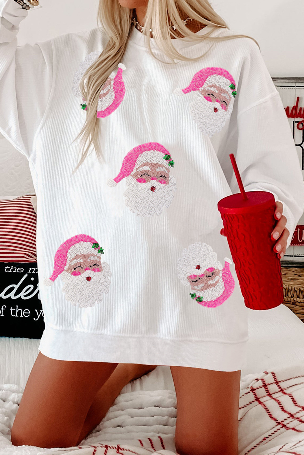 Christmas Sequin Santa Claus Sweatshirt