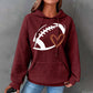 Football Print Hooded Waffle Sweatshirt