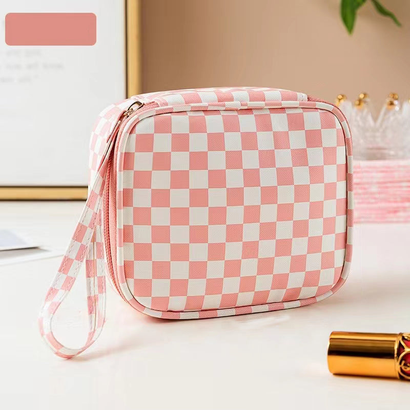 Checkered Print Cosmetic Bag