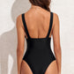 V Neck Tie Waist One-piece Swimsuit