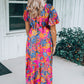 V Neck Floral Maxi Dress