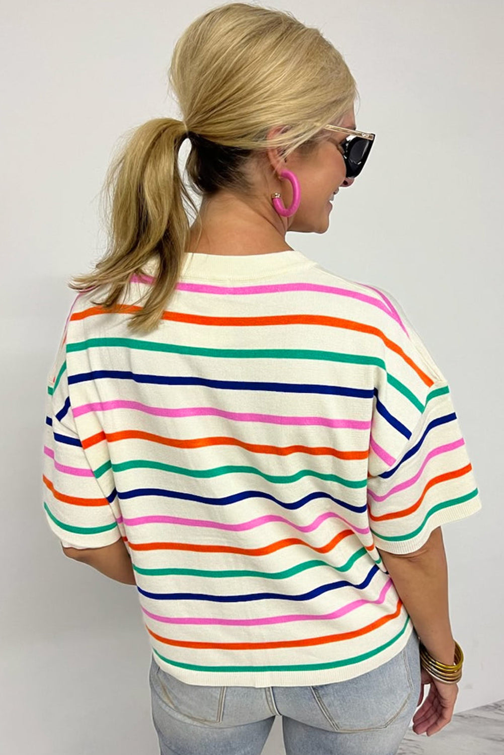 Stripe Dropped Boxy Fit Knitted Top