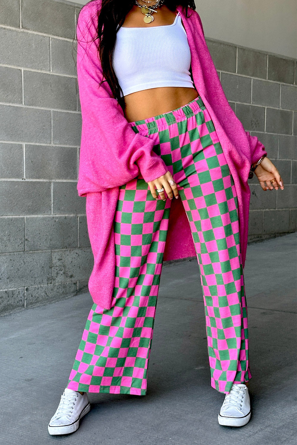 (Pre order/9.25)Checked High Waist Wide Leg Pants