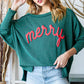 Christmas Merry Exposed Seam Ribbed Top