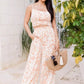 Floral Smocked Cami Crop Top Wide Leg Long Pants Set