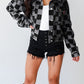 Checkered Patchwork Button up Denim Jacket