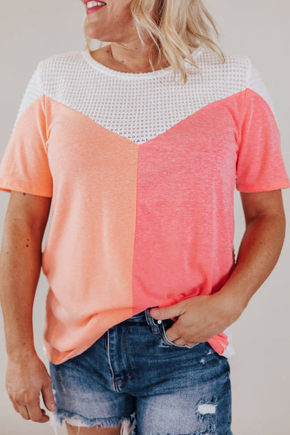 Plus Size Colorblock Waffle Knit Tee