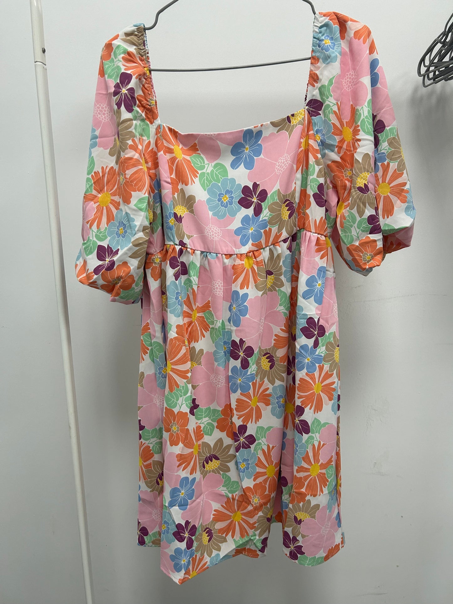 Floral Square Neck Puff Sleeve Babydoll Dress