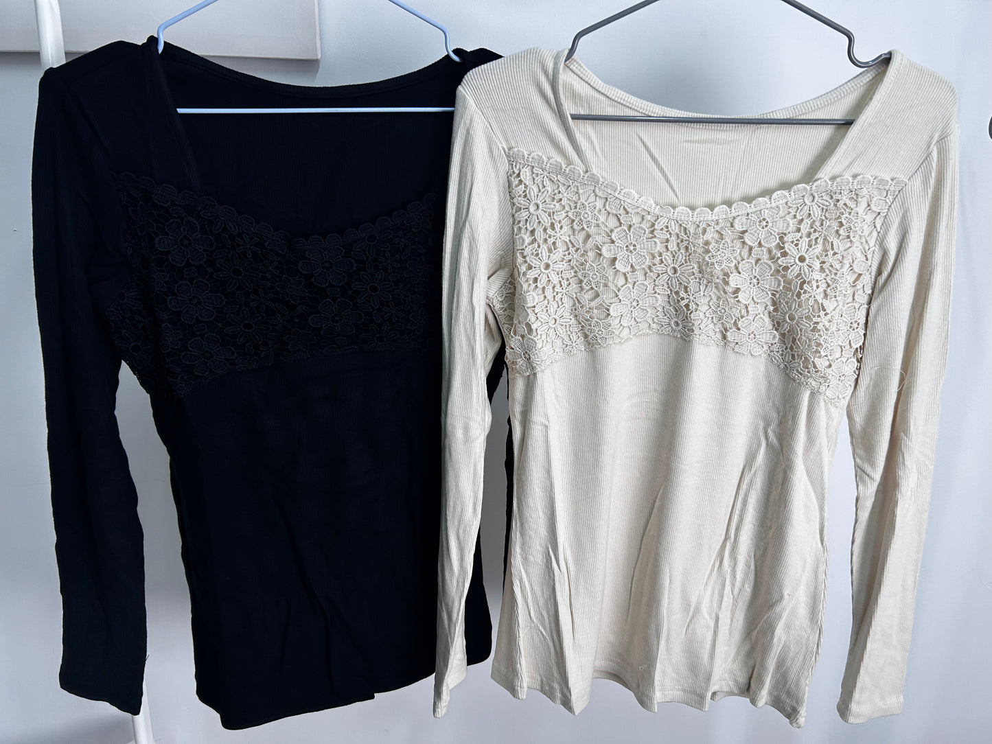 Lace Crochet V Neck Long Sleeve Top