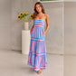 Striped Spaghetti Strap Smocked Tiered Dress