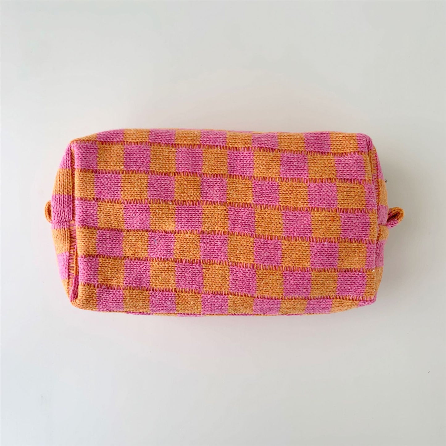 Checkerboard Knit Cosmetic Bag