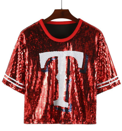 Texas Baseball Sequin Top-2 colors