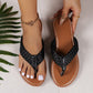 Braided Strap PU Leather Flip Flop