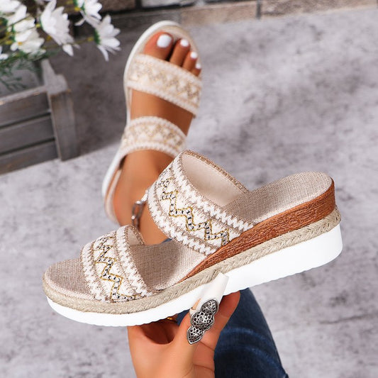 Casual Canvas Wide Strap Sandals