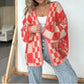 Plaid Open Front Oversize Cardigan