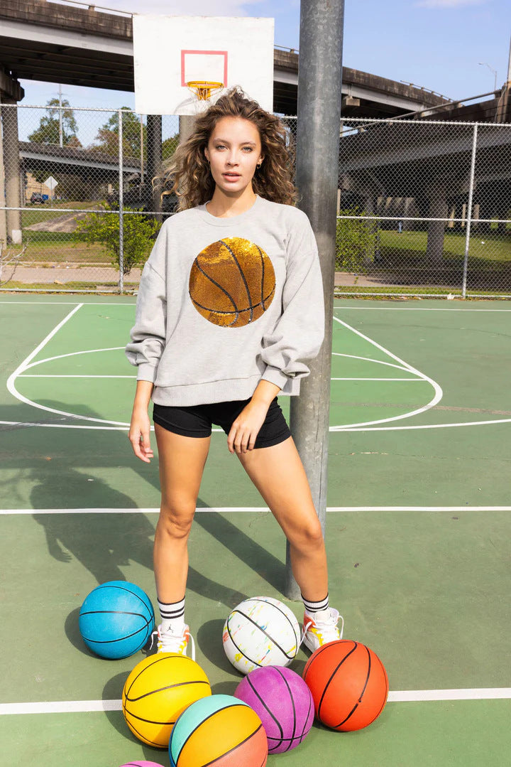 Sequin Basketball Patch Sweatshirt