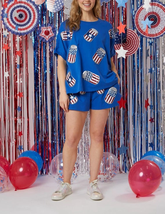 Independence Day Sequined Top + Shorts Set