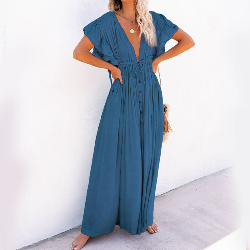 Solid Beach Cover-up Maxi Dress