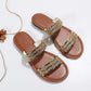 Braided Double Band Leathered Flat Slippers