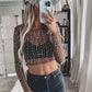 Rhinestone Pearl Mesh Top