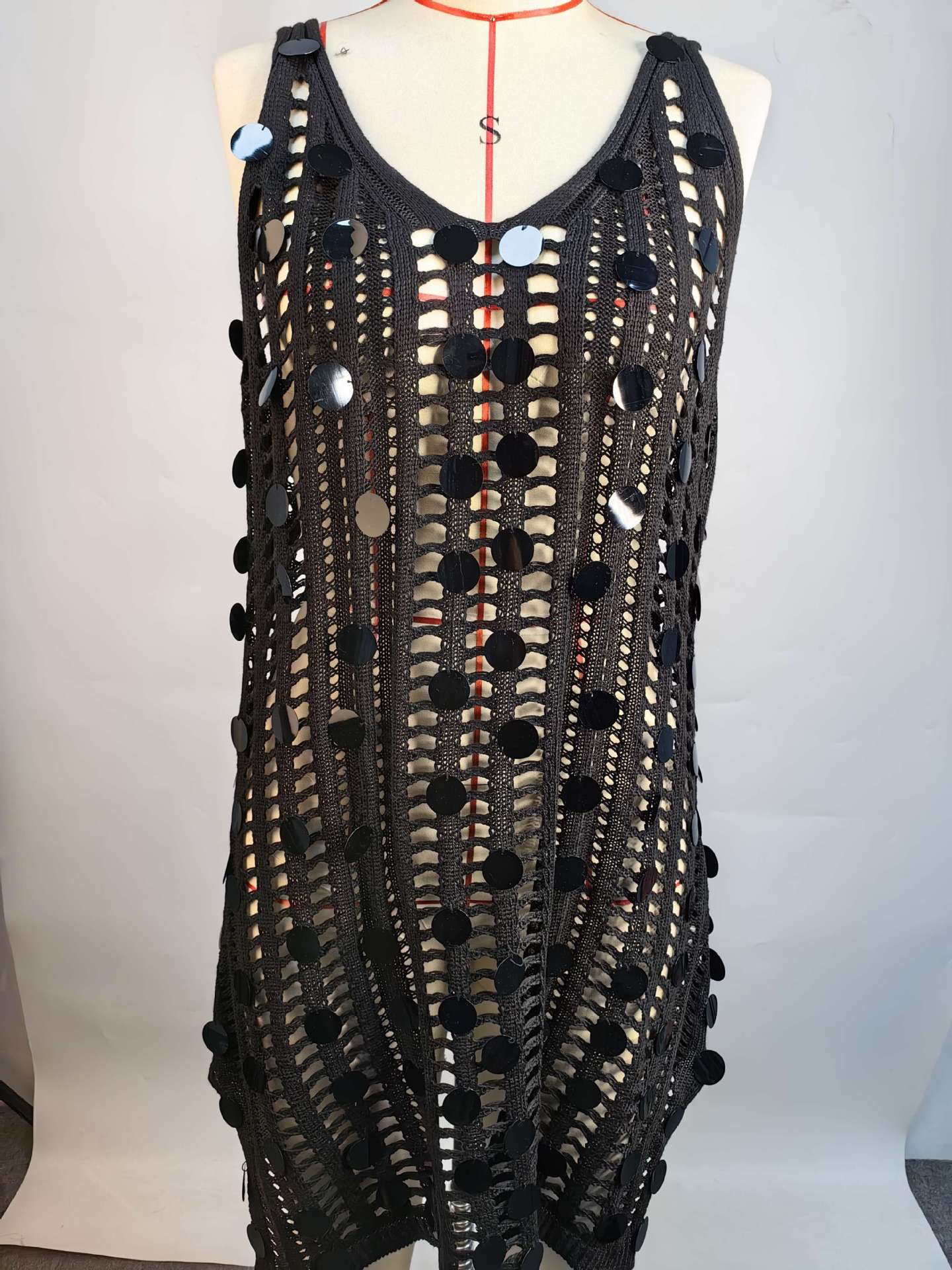 Hollow Out Crochet Cover Up Dress with Slits